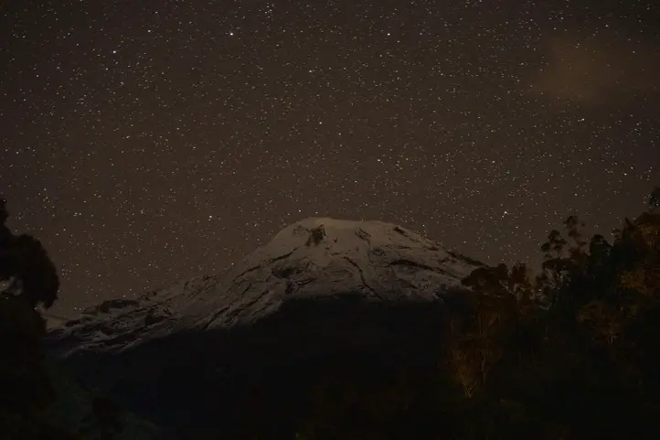 Nevado del Tolima from the Combeyma Canyon at night